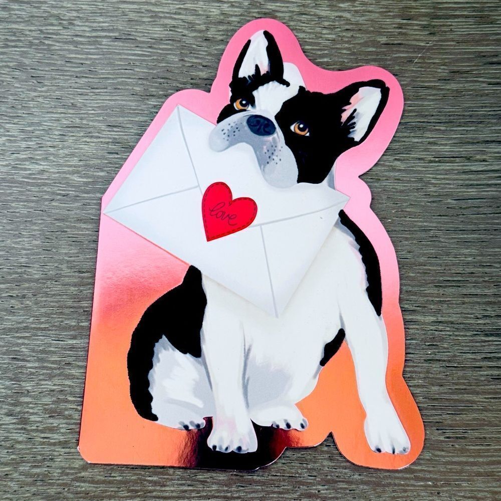 Valentine Boston Terrier Frenchie Dog Greeting Card